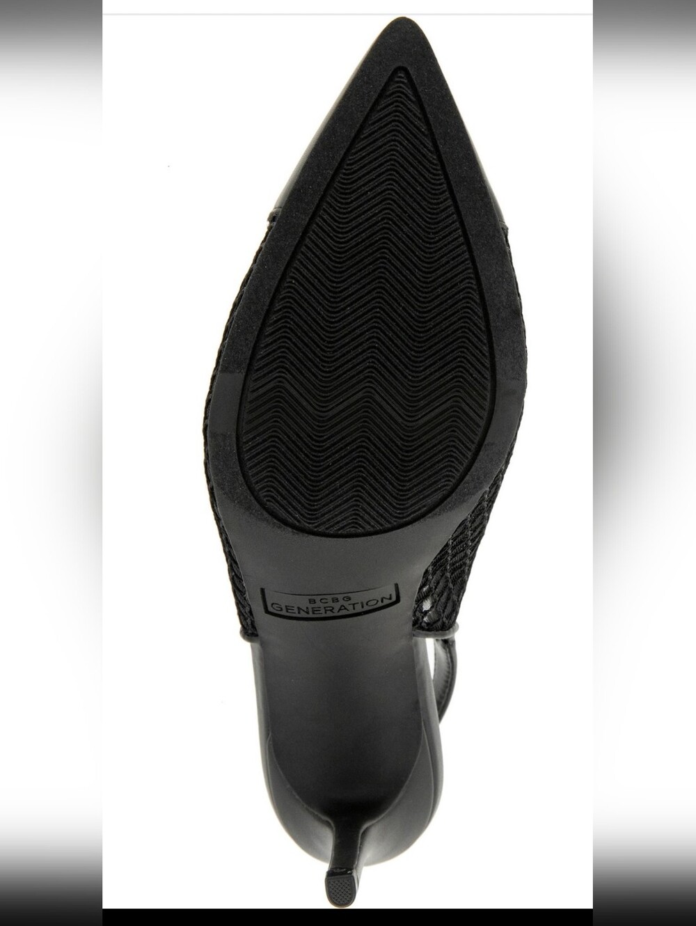BCBGeneration Black Mesh Pointed Slingback Heels - Picture 7 of 8
